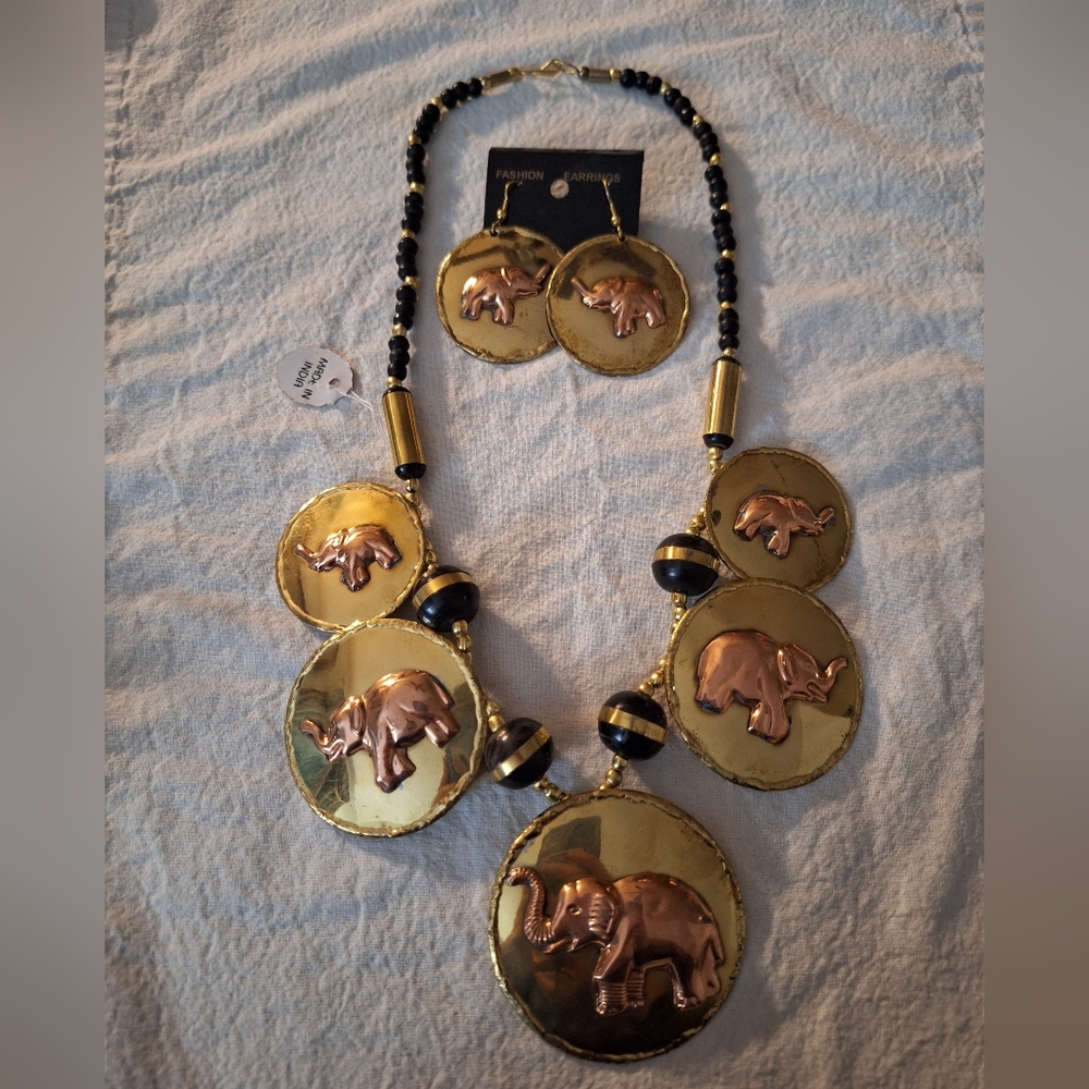 Mixed Metals Elephant Jewelry Set